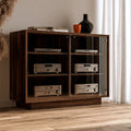 Aufbewahrungsschrank, aus Holz, Farbe: dunkelbraun